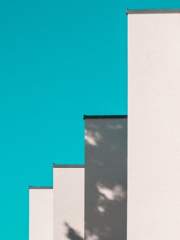 Minimalist abstract Nordic landscape with soft blue light rays